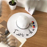 Chapeau Paille Plage Dame I want to see the sea - Couleurs Lagon
