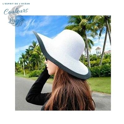 Chapeau Paille Pliant à Bord Large - Couleurs Lagon