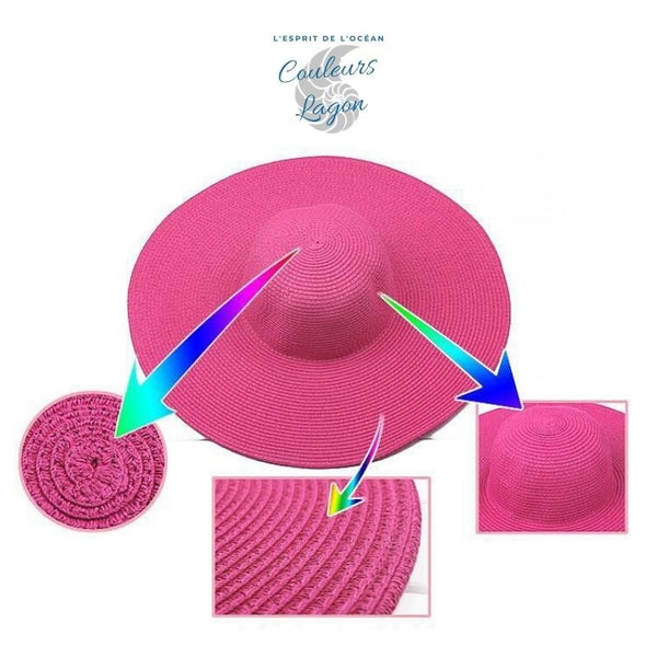 Chapeau Paille Pliant à Bord Large - Couleurs Lagon