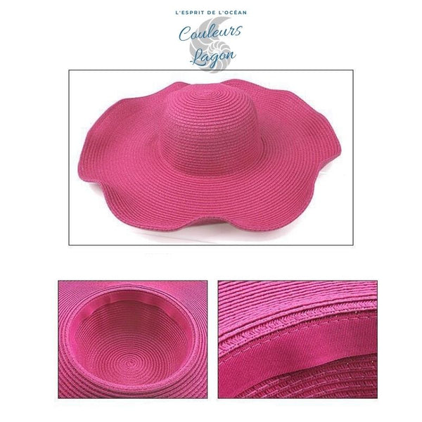Chapeau Paille Pliant à Bord Large - Couleurs Lagon