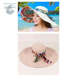 Chapeau UV Tissu Grand Bord Pliable à Fleurs - Couleurs Lagon