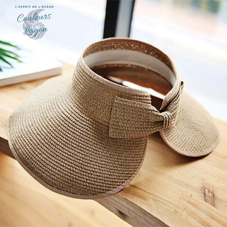 Chapeau Visière Large en Paille Pliable Ajustable - Couleurs Lagon