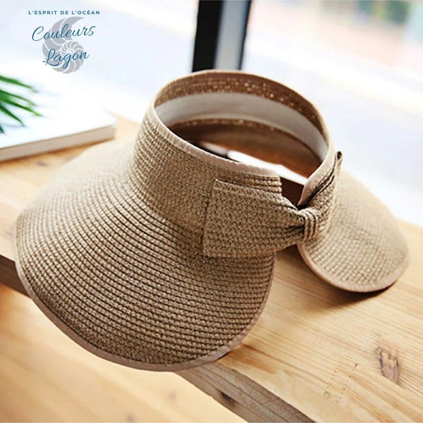 Chapeau paille femme noir à large bord pliable UPF — Couleurs Lagon