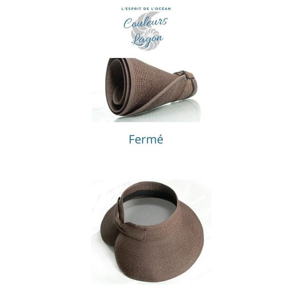 Chapeau de plage femme bleu lagon protection soleil — Couleurs Lagon