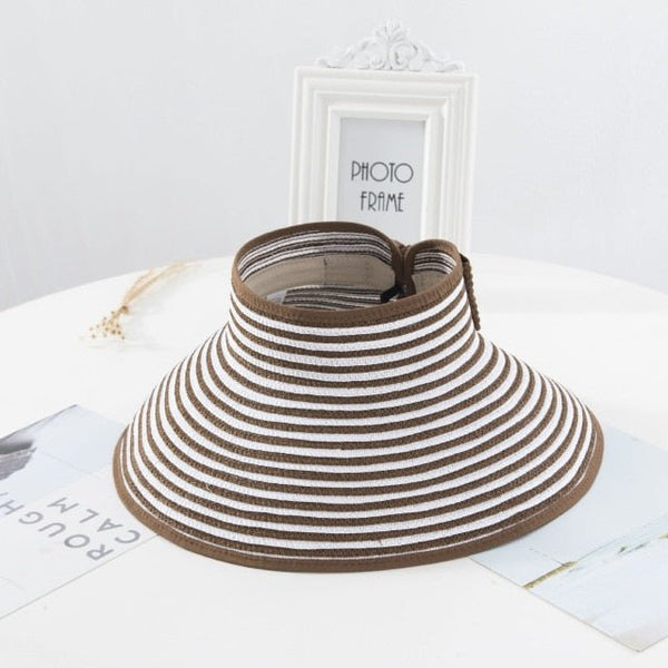 Chapeau soleil femme paille grande taille réglable — Couleurs Lagon