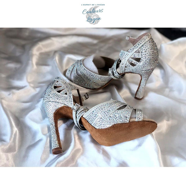 Chaussure Danse Latine Femme Talon Haut vue profil - Couleurs Lagon