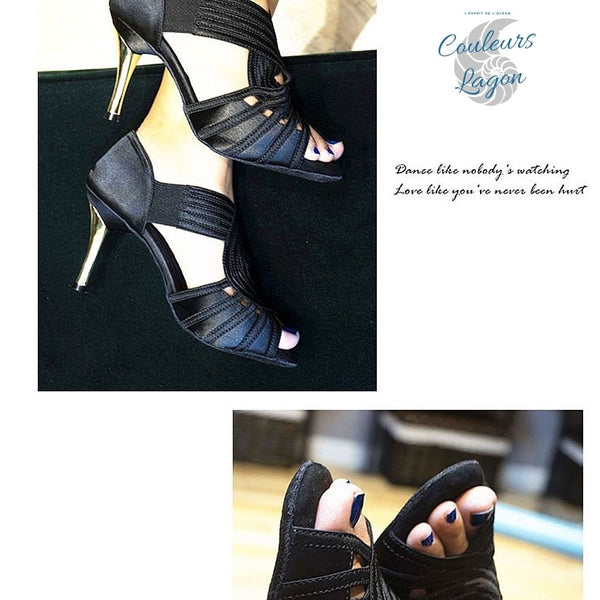 Chaussures Danse Latine Double Couche T8.5cm - Couleurs Lagon