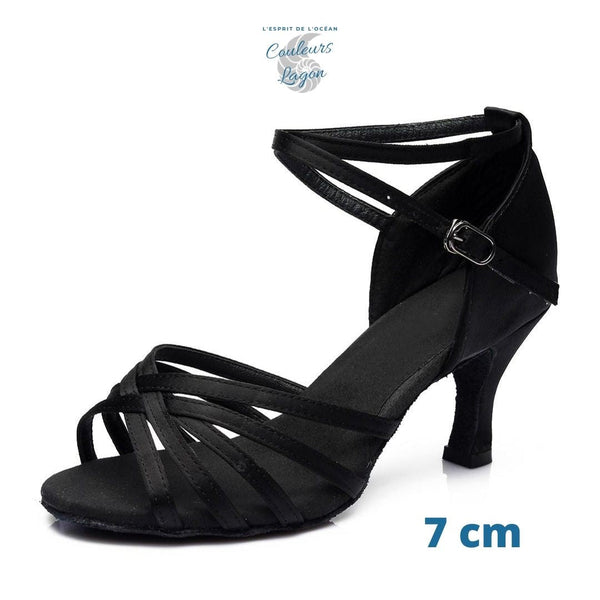 noir - Chaussures Danse Latine Pro Satin 5cm - Couleurs Lagon