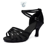 noir mat - Chaussures Danse Latine Pro Satin 7cm - Couleurs Lagon