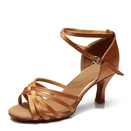 cher clair - Chaussures Danse Latine Pro Satin 7cm - Couleurs Lagon
