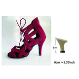 talon cubain 6cm - Chaussures Danse Latine Rouge Flannel T5-10cm - Couleurs Lagon