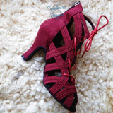 sur moquette - Chaussures Danse Latine Rouge Flannel T5-10cm - Couleurs Lagon