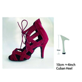 talon cubain 10cm - Chaussures Danse Latine Rouge Flannel T5-10cm - Couleurs Lagon
