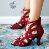 moquette - Chaussures Danse Latine Rouge Flannel T5-10cm - Couleurs Lagon