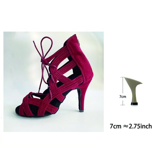 Chaussures Danse Latine Rouge Flannel T5-10cm - Couleurs Lagon