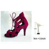 talon cubain 9cm - Chaussures Danse Latine Rouge Flannel T5-10cm - Couleurs Lagon