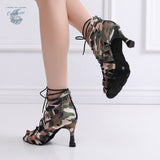 semelle nubuck & zip au talon - Chaussures de Danse Latine à Lacets T9 Camouflage - Couleurs Lagon