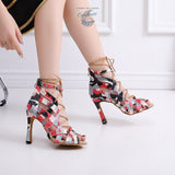 rouge - Chaussures de Danse Latine à Lacets T9 Camouflage - Couleurs Lagon
