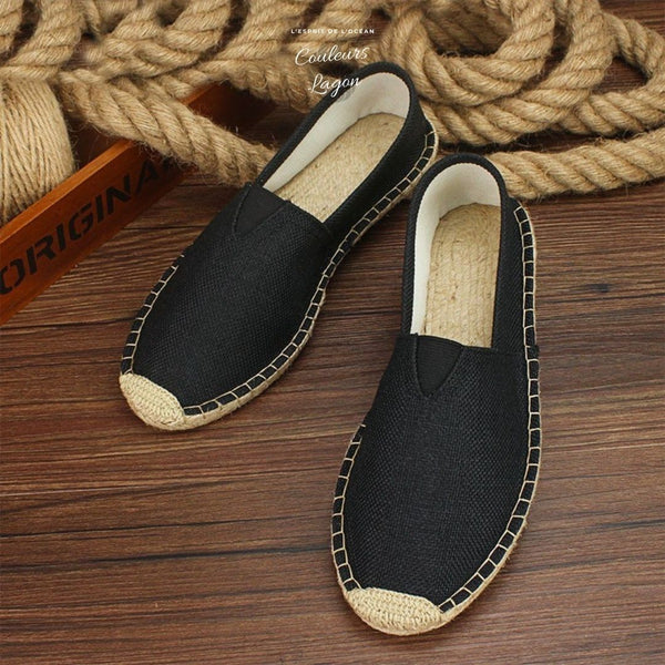 Chaussures de paille et tissu faites à la main - Couleurs Lagon