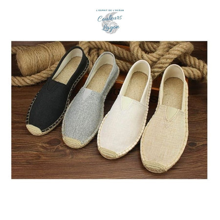 Chaussures de paille et tissu faites à la main - Couleurs Lagon