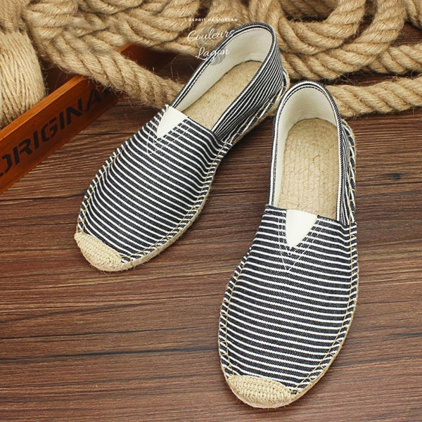 Chaussures de paille et tissu faites à la main - Couleurs Lagon