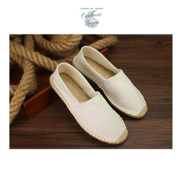 Chaussures de paille et tissu faites à la main - Couleurs Lagon