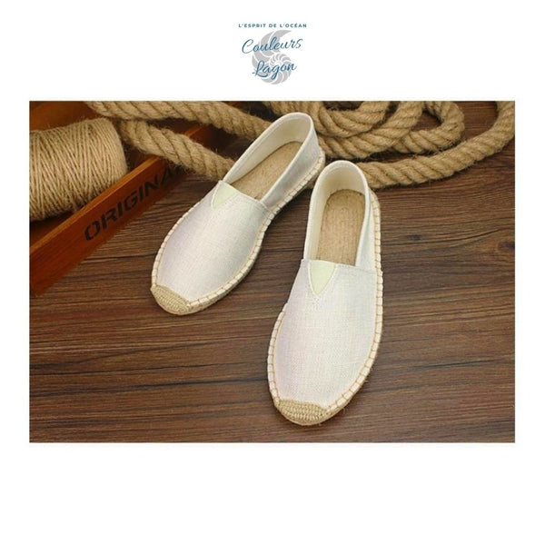 Chaussures de paille et tissu faites à la main - Couleurs Lagon