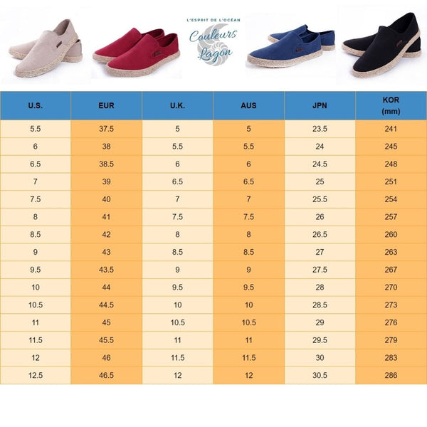 Chaussures en toile de chanvre et en paille pour hommes - Couleurs Lagon