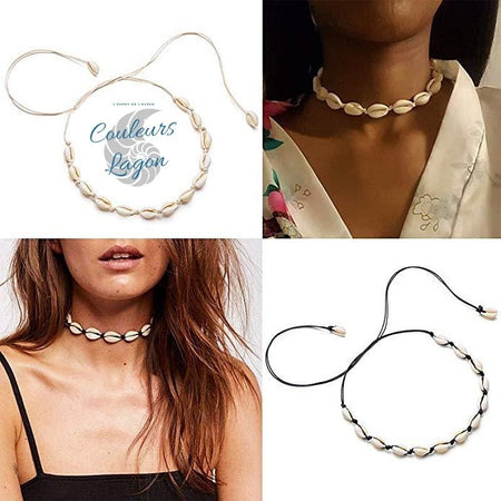 Collier de Coquillage Tressé Hawaïen - Couleurs Lagon