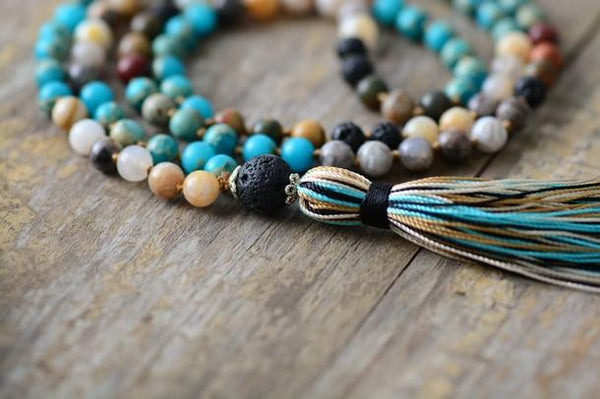 Collier de perles en pierre naturelle Mala Océan - Couleurs Lagon