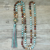 Collier de prière pour femme Mala OM - Couleurs Lagon