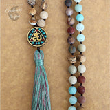 Collier de prière pour femme Mala OM - Couleurs Lagon