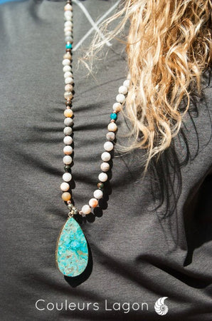 Collier Pendentif Goutte d'Eau Mala Océan - Couleurs Lagon