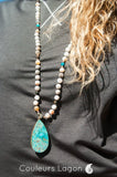 Collier Pendentif Goutte d'Eau Mala Océan - Couleurs Lagon