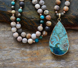 Collier Pendentif Goutte d'Eau Mala Océan - Couleurs Lagon