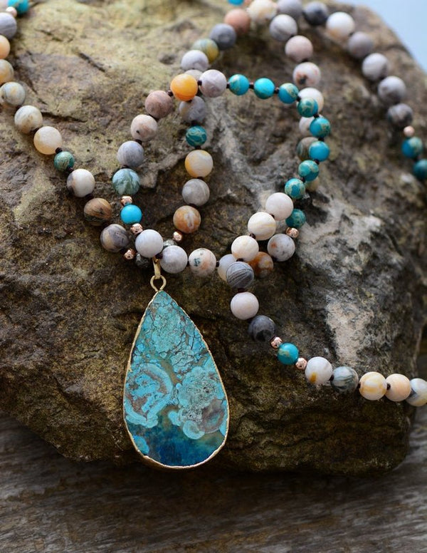 Collier Pendentif Goutte d'Eau Mala Océan - Couleurs Lagon