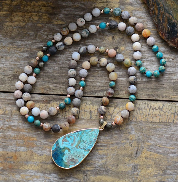 Collier Pendentif Goutte d'Eau Mala Océan - Couleurs Lagon