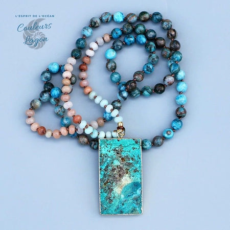 Collier Pendentif Mala en pierre Océan Couleurs Lagon - Couleurs Lagon