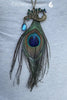 Collier Pendentif Plume de Paon Océan - Couleurs Lagon