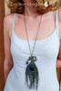 Collier Pendentif Plume de Paon Océan - Couleurs Lagon