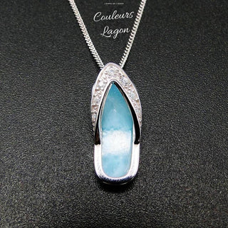 Collier Pendentif Tong Argent 925 Larimar - Couleurs Lagon