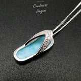 Collier Pendentif Tong Argent 925 Larimar - Couleurs Lagon