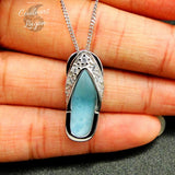 Collier Pendentif Tong Argent 925 Larimar - Couleurs Lagon