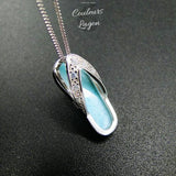 Collier Pendentif Tong Argent 925 Larimar - Couleurs Lagon