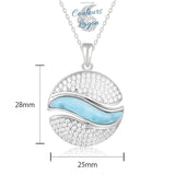 Collier Pendentif Vague Argent s925 et Larimar - Couleurs Lagon