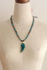 Collier Pierre Et Cuir Naturel Feuille Lagoon Océan - Couleurs Lagon