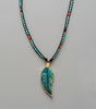 Collier Pierre Et Cuir Naturel Feuille Lagoon Océan - Couleurs Lagon