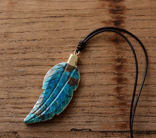 Collier Pierre Naturelle Feuille Lagoon Océan - Couleurs Lagon