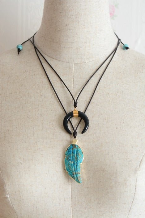 Collier Pierre Naturelle Feuille Lagoon Océan - Couleurs Lagon