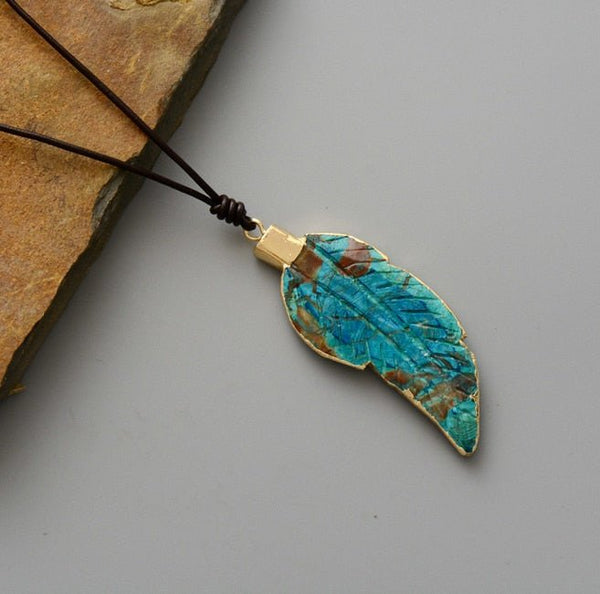 Collier Pierre Naturelle Feuille Lagoon Océan - Couleurs Lagon